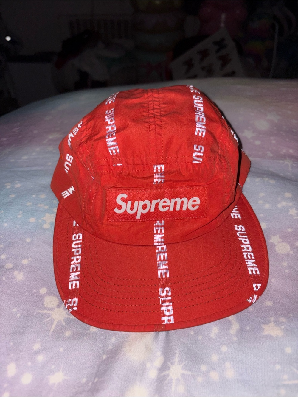 Supreme Reflective Text Camp Cap Black